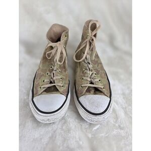 Converse Chuck Taylor All Star High Top Sneakers Gold Camo Women's Size 8